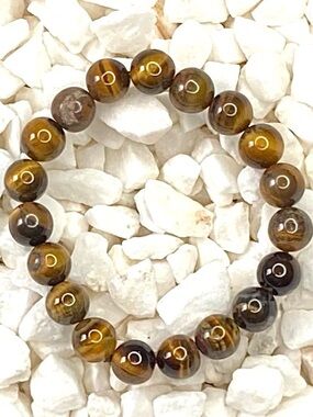 Natural Tiger Eye 8 mm Beaded Stretch Bracelet - Brown